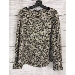 Express Leopard Print Long Sleeve Blouse Size S